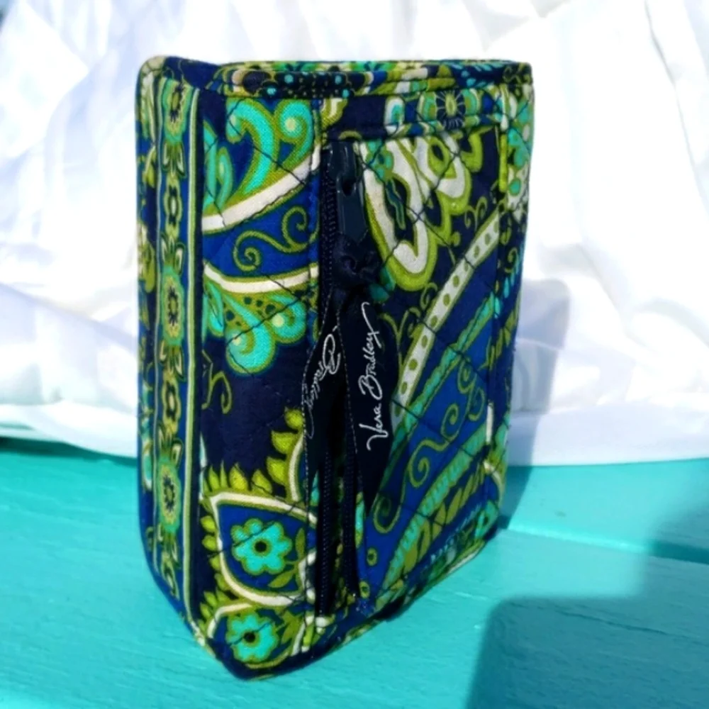 Vera Bradley Rhythm & Blues Pattern Trifold Wallet Blue & Green Retired Pattern - Picture 6 of 16